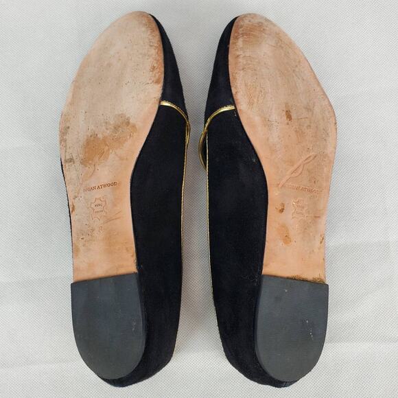 Brian Atwood Claudelle Mens Suede Black Smoking Slippers 8 Black Slip on Loafers - Picture 9 of 12